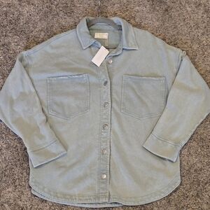 Z Supply All Day Knit Denim Jacket Size MEDIUM- (Tiny Hole Near Neck)